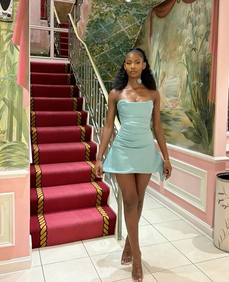 Chic Green Off Shoulder Sleeveless Mini Party Dress Homecoming Dress TP2216