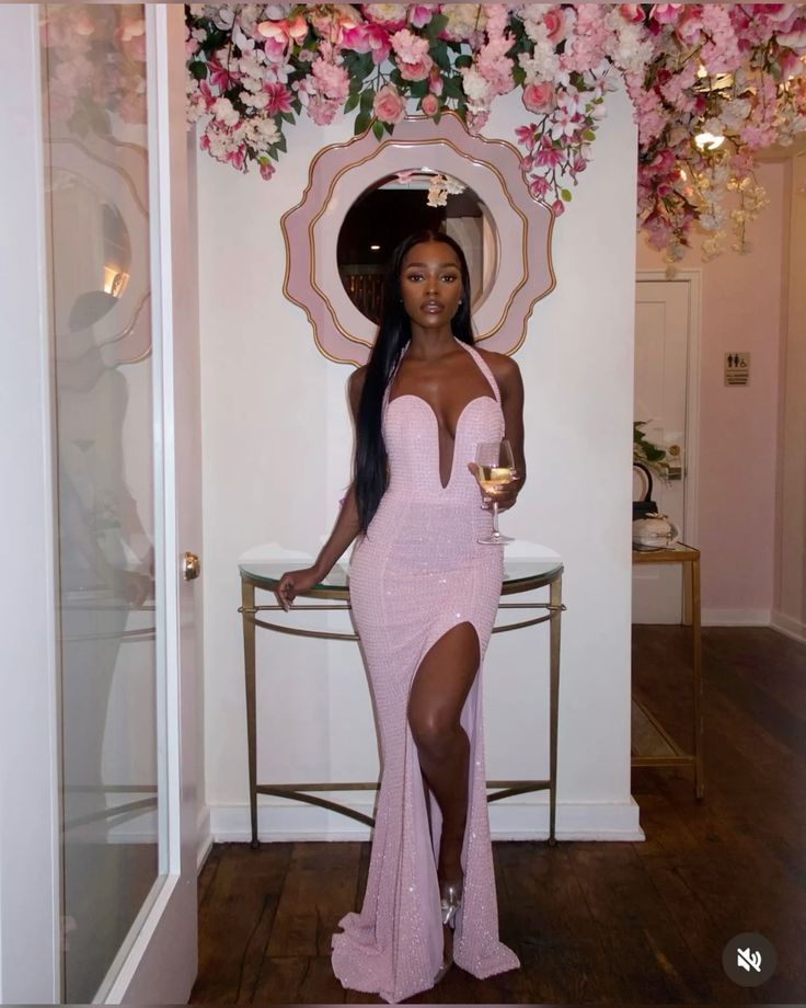 Sexy Pink Off Shoulder Sleeveless Slit Long Party Dress Prom Dress TP2237