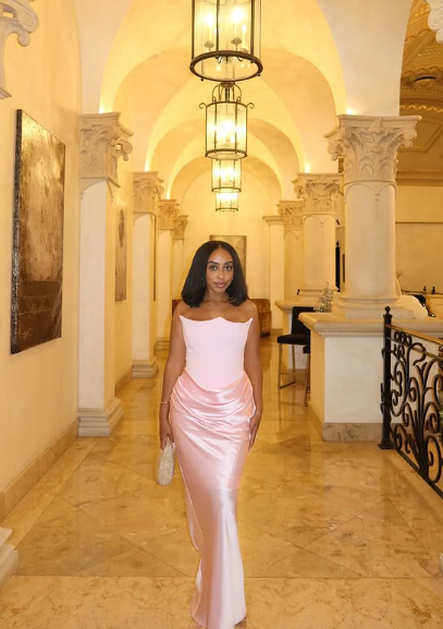 Elegant Mermaid Pink Strapless Satin Long Ball Gown Evening Dress TP2239