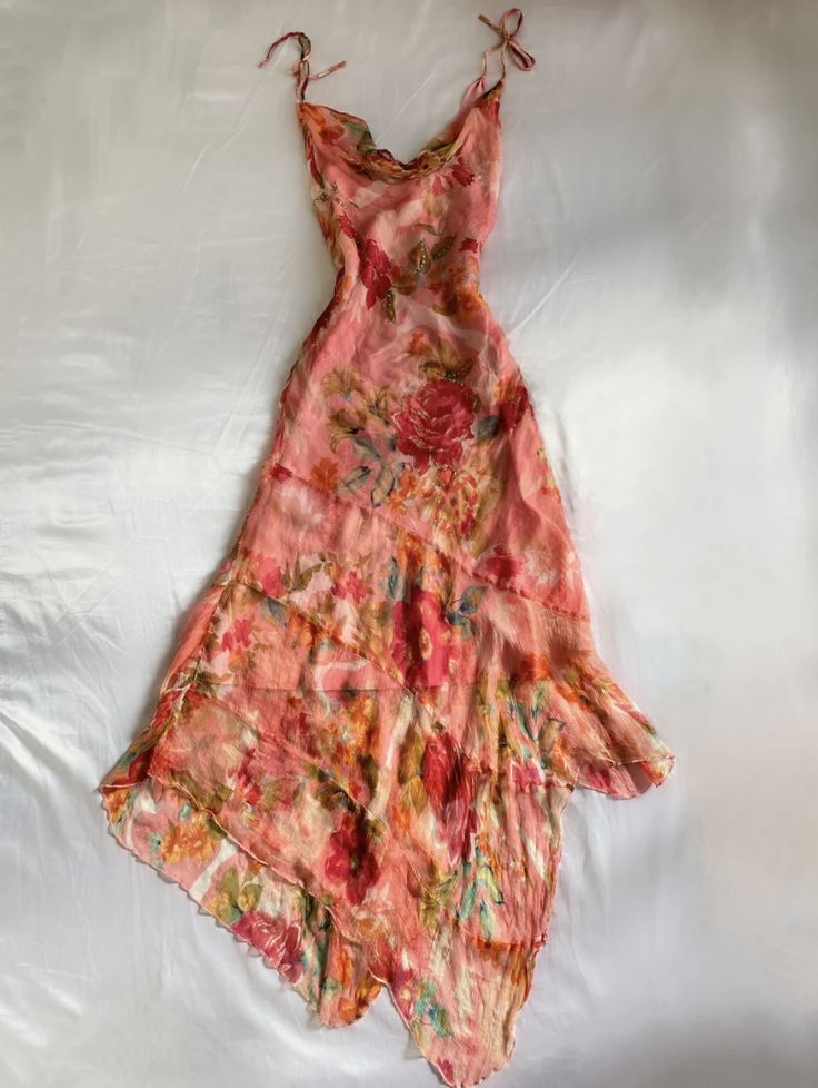 Vintage Print Spaghetti Strap Irregular Skirt Ball Gown Evening Dress TP2265