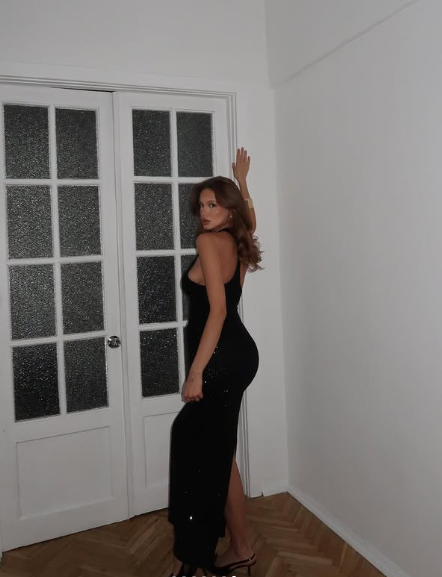 Sexy Black Shiny Round Neck Sleeveless Slit Prom Dress Evening Dress TP2295