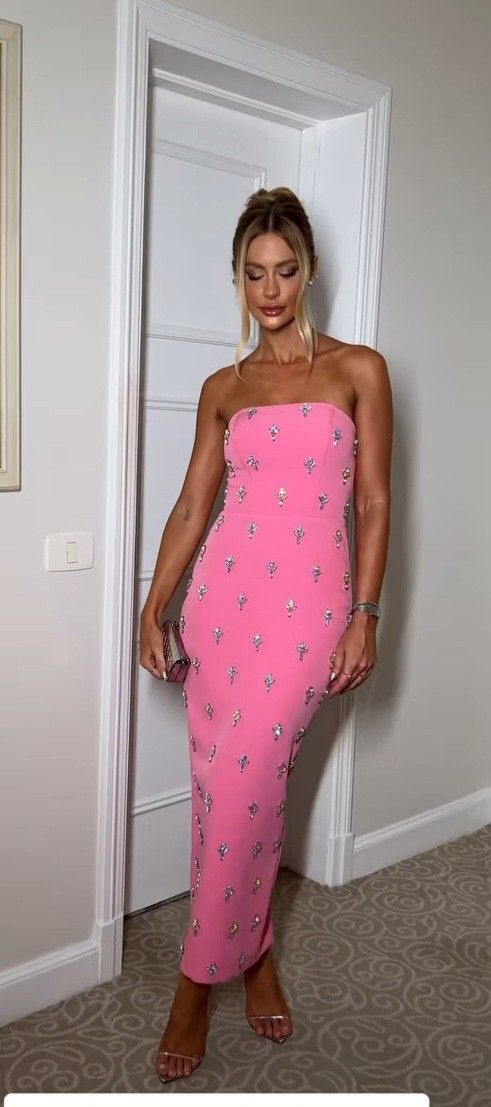 Elegant Pink Strapless Mermaid Long Formal Prom Gown Evening Dress TP2320