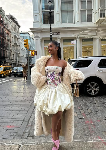 Chic Tutu Embroidery Strapless Ivory Short Ball Gown Party Dress TP2357