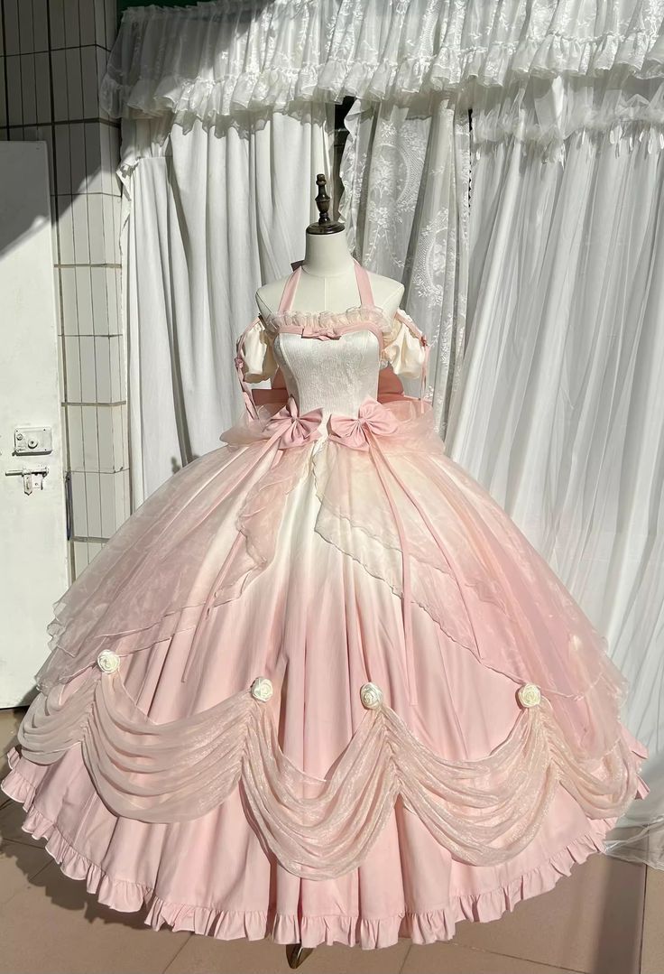 Cute Sweetheart Princess Sweet 16 Quinceanera Halter-neck A-Line Bow Birthday Party Dress Prom Dress Ball Gown TP2386