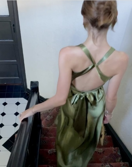 Halterneck Elegant Green Backless Satin A-Line Prom Dress Evening Gown TP2509