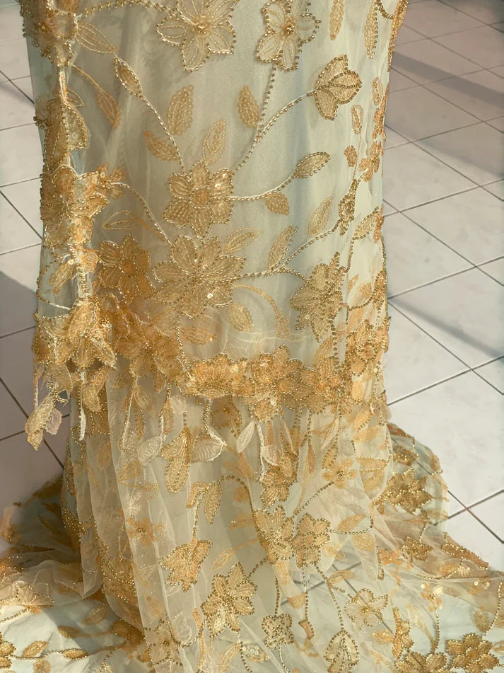 Gorgeous Spaghetti Strap Sleeveless Sequin Beaded Floor-Mounting Mermaid Long Prom Dress Evening Dress TP2525