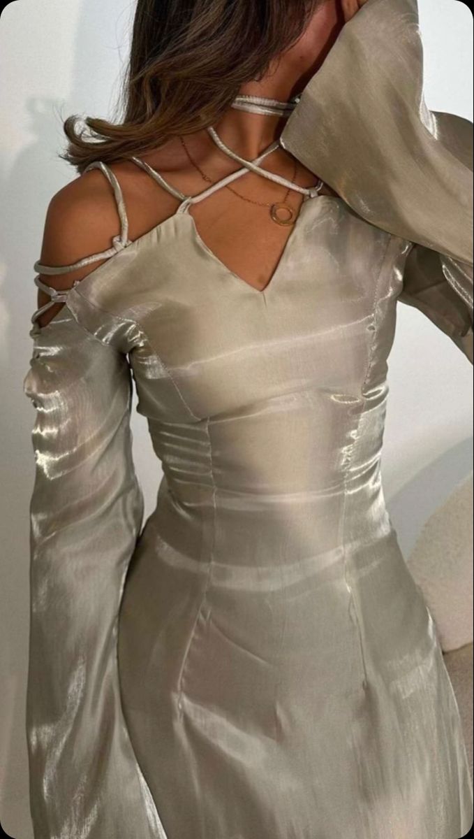 Silver Gray Long Sleeve Off Shoulder A Line Elegant Long Prom Dress Evening Gown TP2541