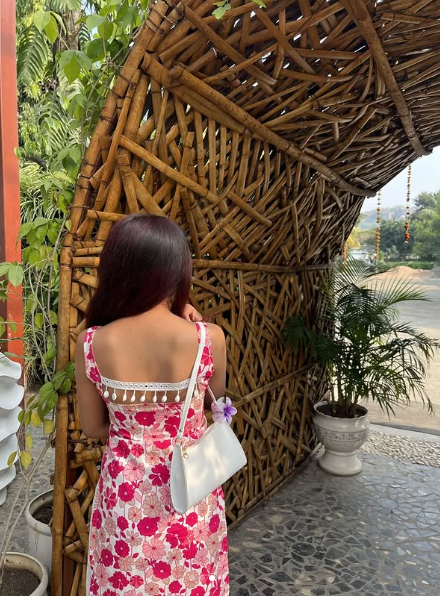 Pink Print Strap Sweetheart Prom Dress TP2555