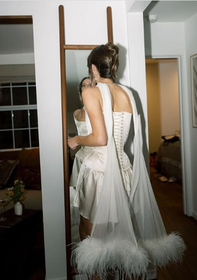 Simple White Strapless Satin Mini Prom Dress Party Dress TP2566