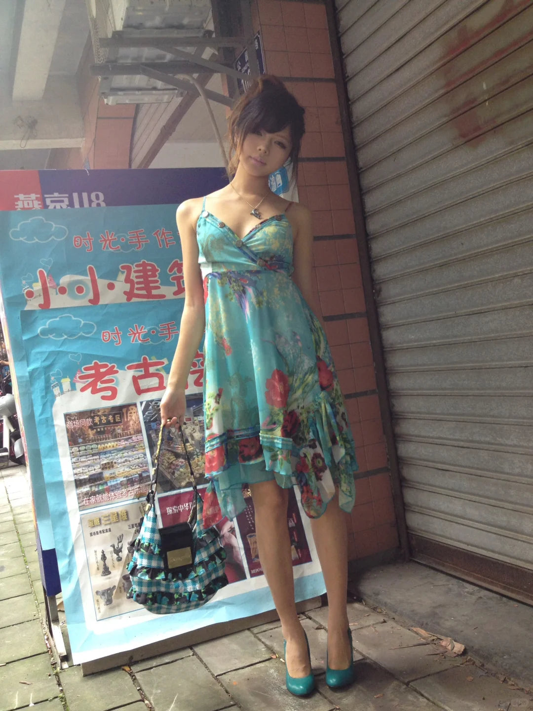 Vintage Strapless V Neck Sleeveless Chiffon Printed Short Party Dress Homecoming Dress TP2578