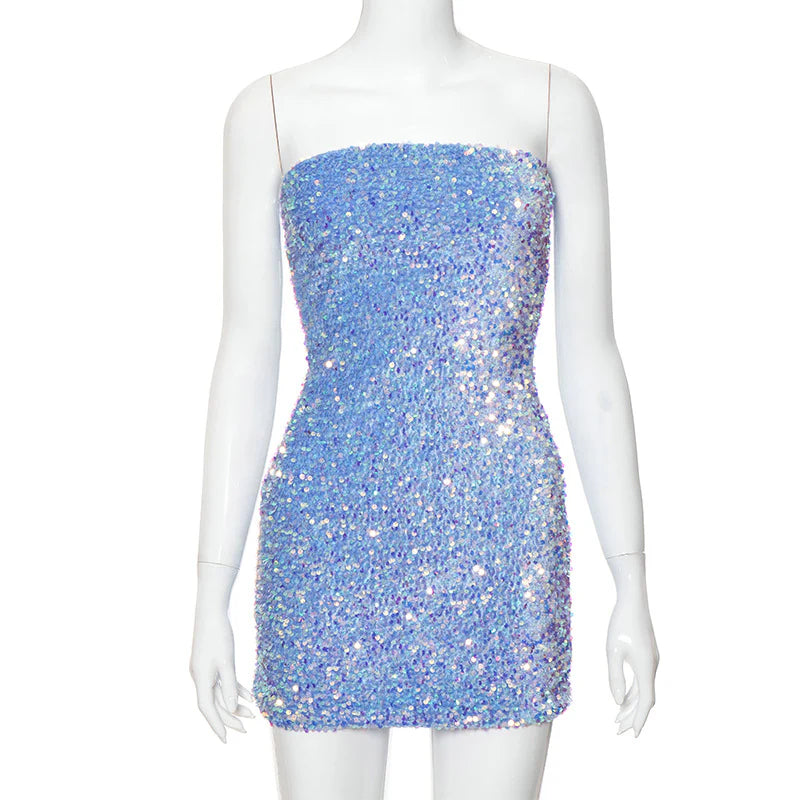 Shiny Blue Off Shoulder Sequin Bodycon Mermaid Mini Party Dress Homecoming Dress TP2591