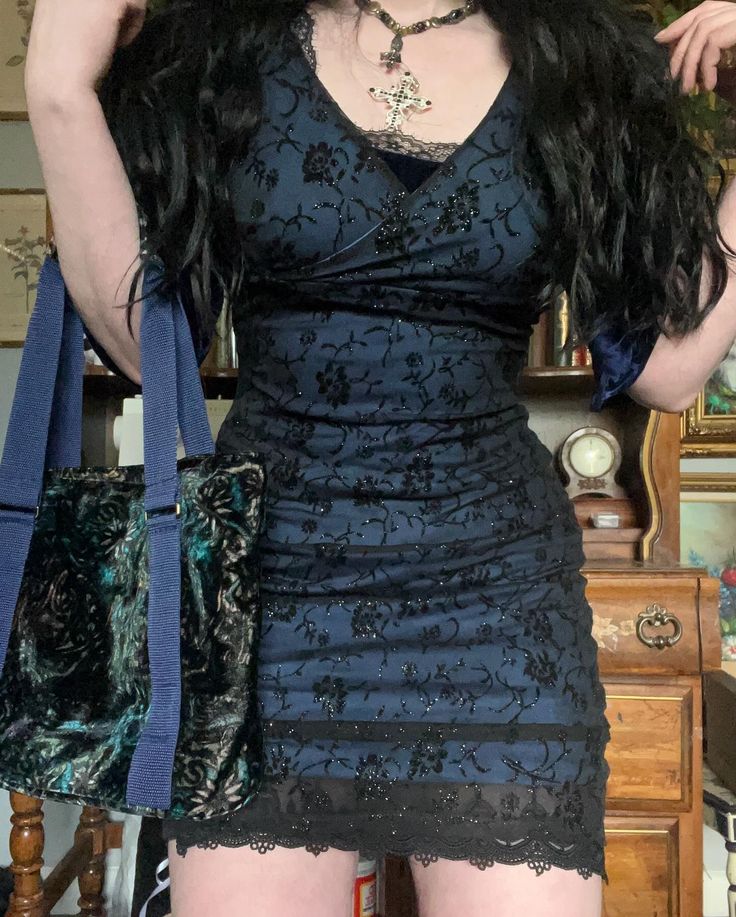 Vintage Navy Lace V Neck Bodycon Mini Party Dress Homecoming Dress TP2599