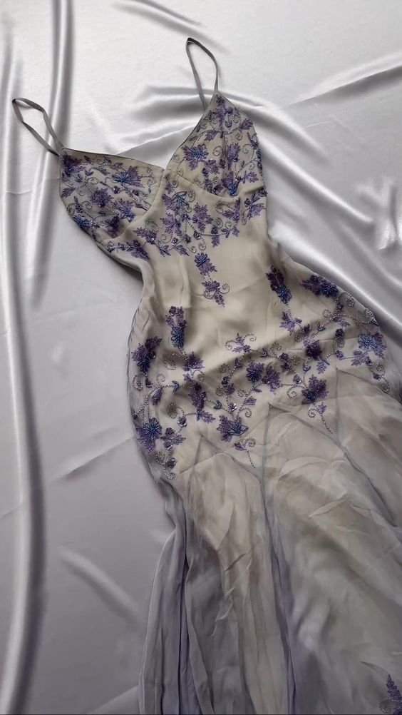 Vintage Strapless Sleeveless Beaded Chiffon Prom Dress Evening Dress TP2605