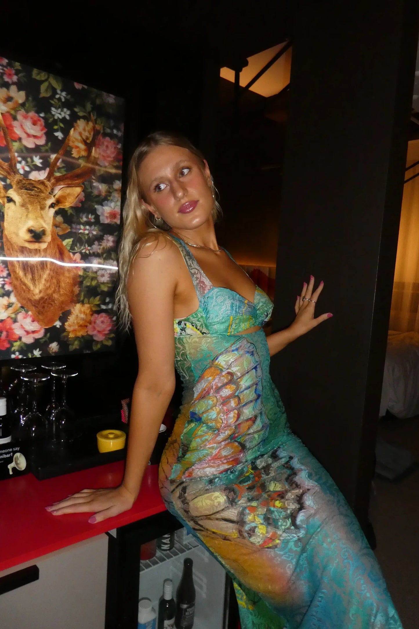 Chic Mermaid Print Sleeveless Long Prom Dress Evening Dress TP2618