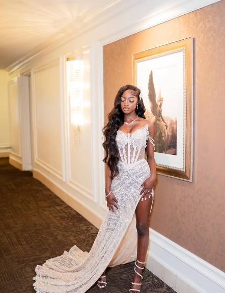 Sexy White Off Shoulder High Slit Sequined Trailing Prom Dress Evening Dress TP2650