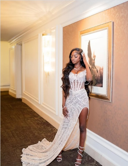 Sexy White Off Shoulder High Slit Sequined Trailing Prom Dress Evening Dress TP2650