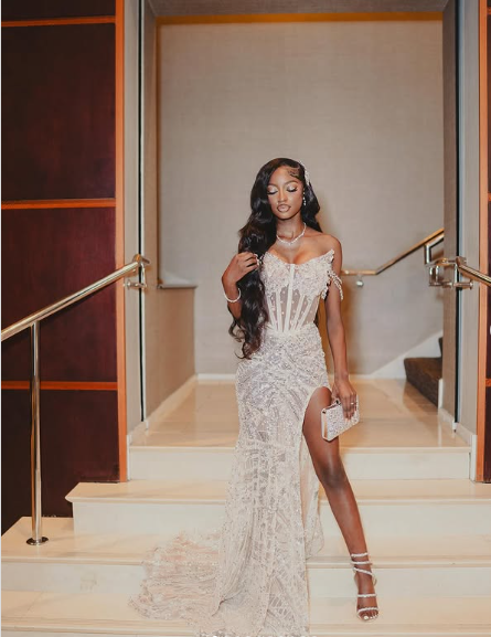 Sexy White Off Shoulder High Slit Sequined Trailing Prom Dress Evening Dress TP2650