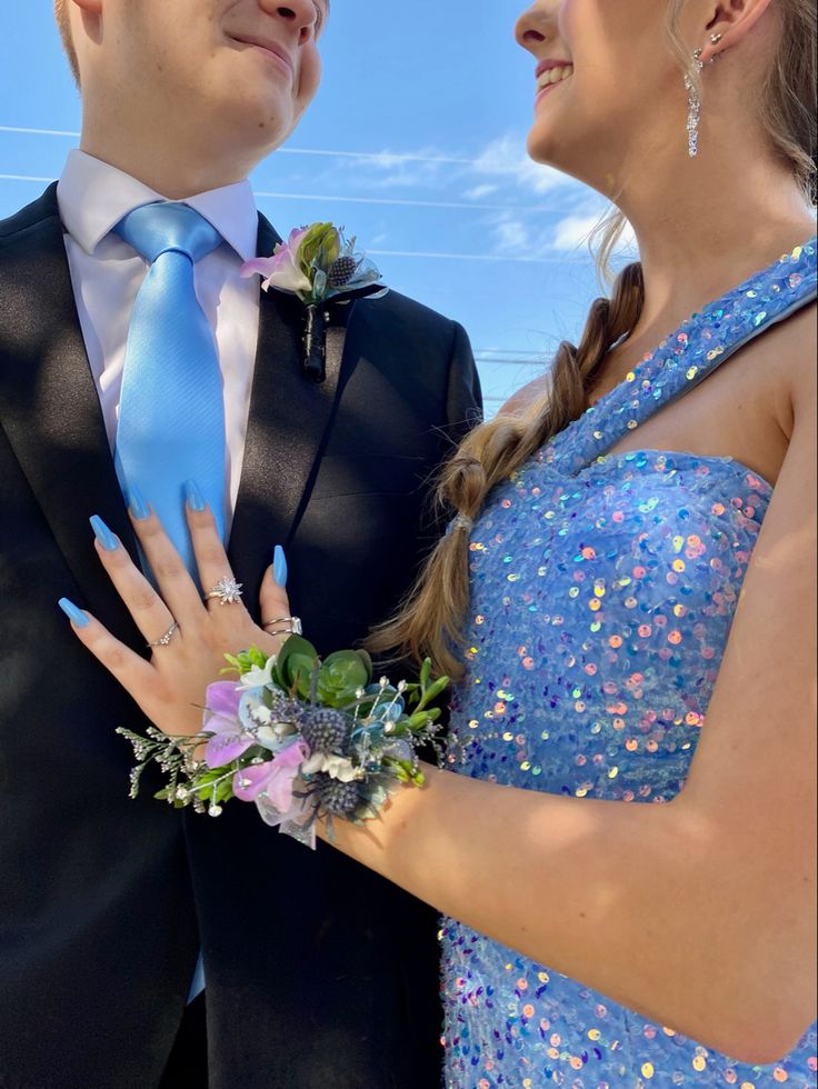 Shiny Blue One Shoulder Sequined Long Prom Dress Evening Dress TP2673