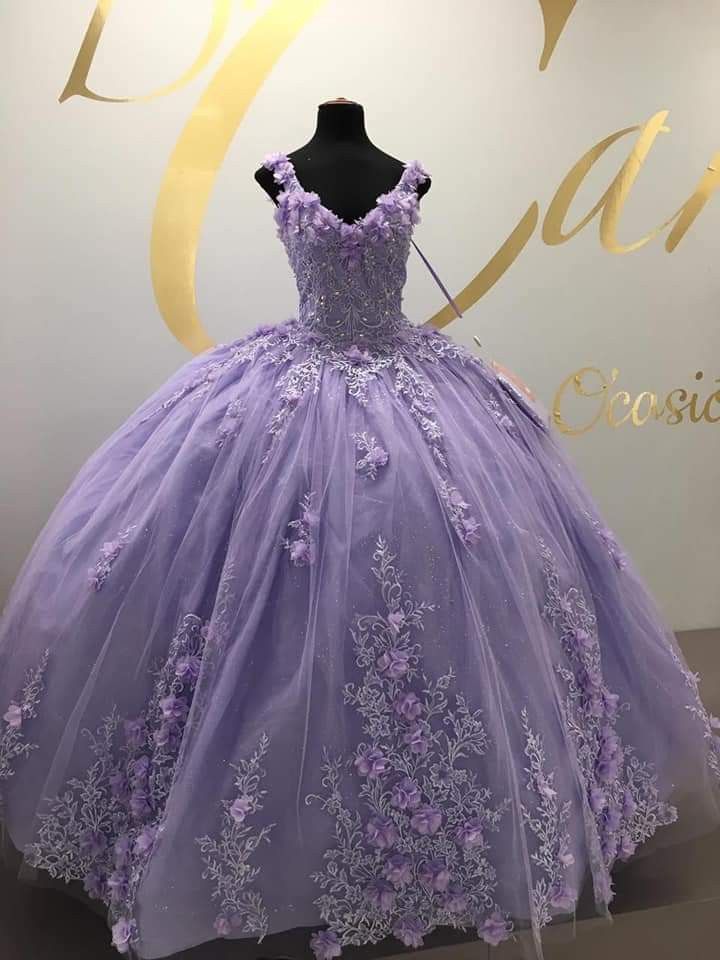 Dreamy Purple V-neck Lace A-line Tulle Long Prom Dress Princess Dress TP2679
