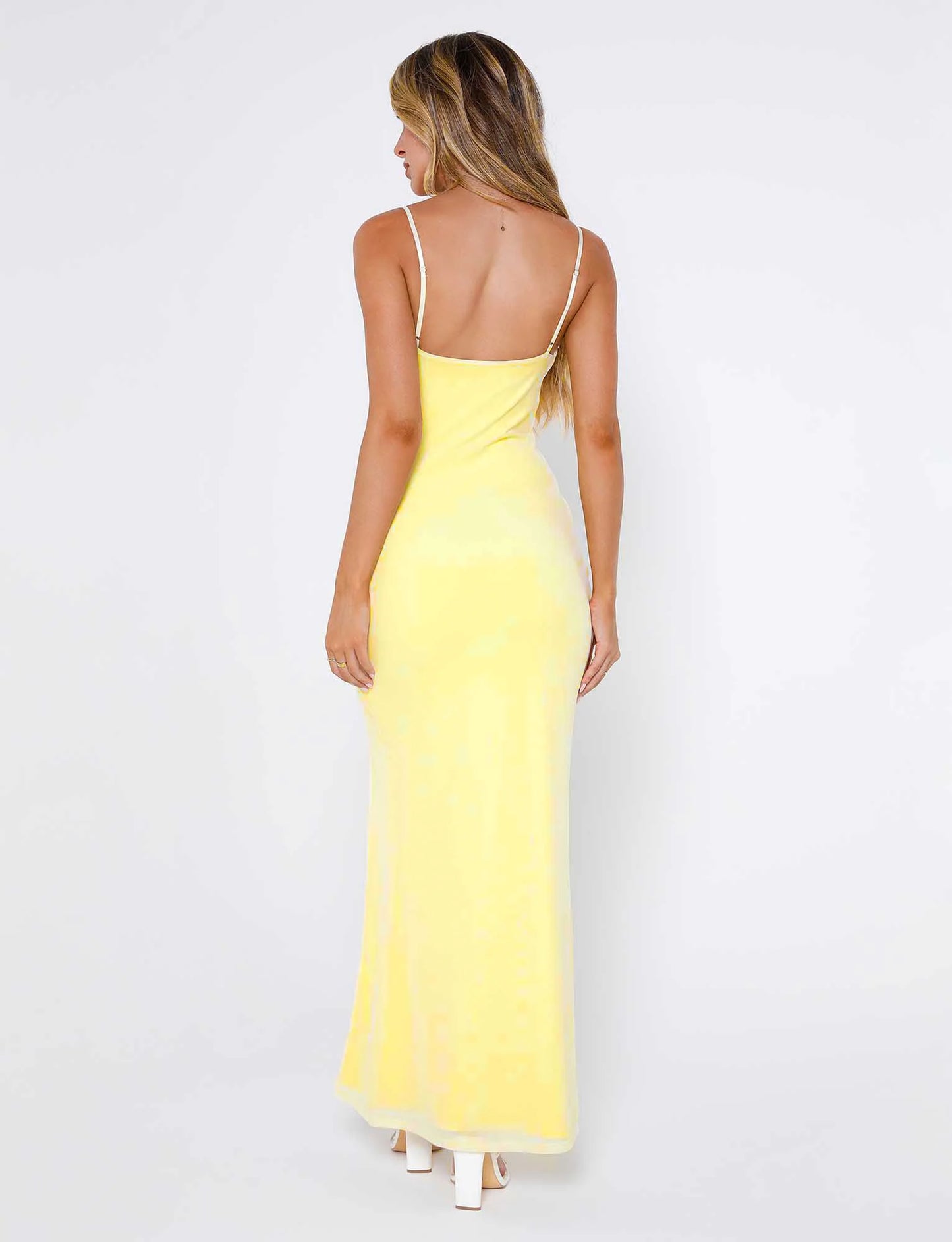 Sexy Yellow Strapless Mermaid Slit Prom Dress Evening Dress TP2705