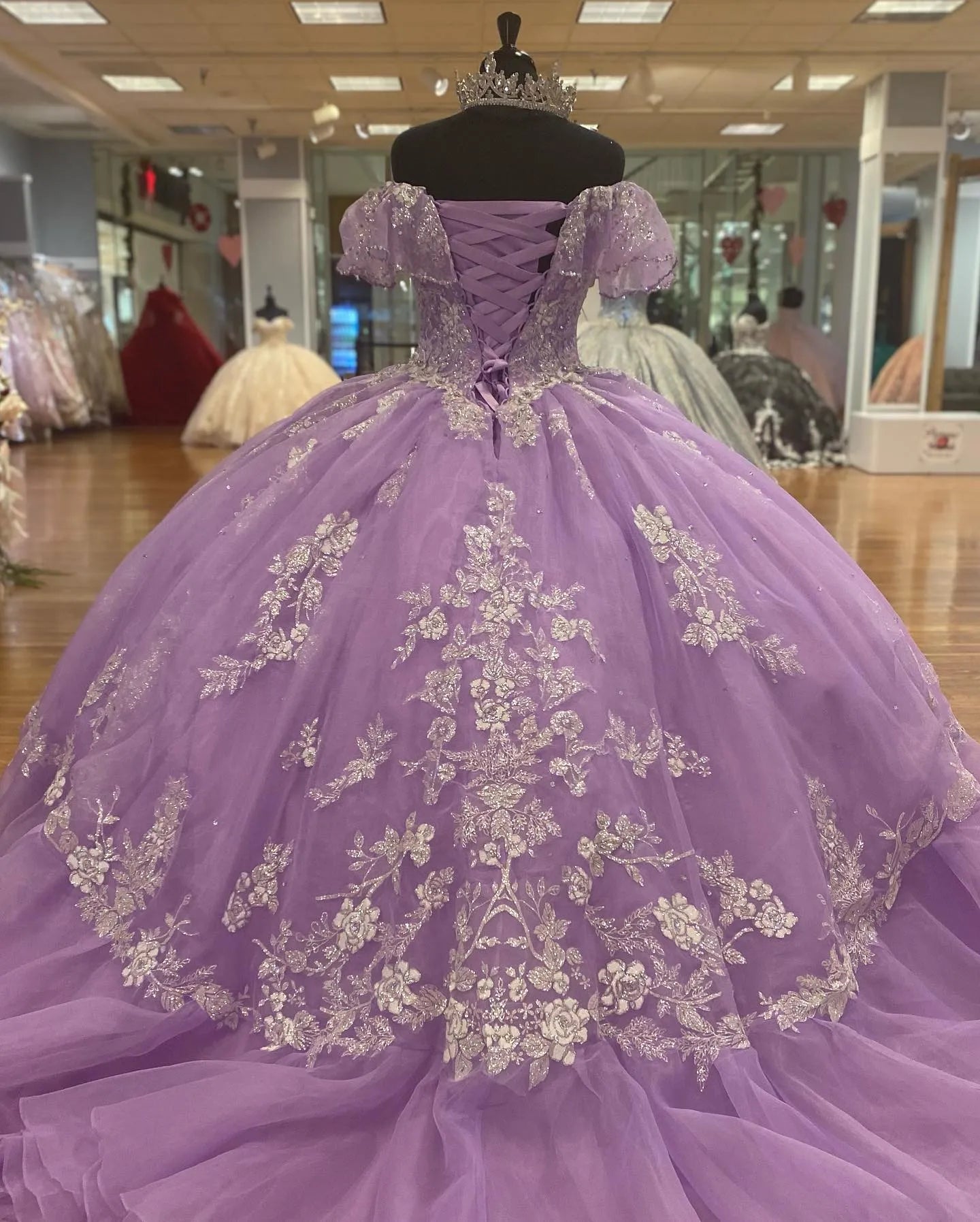 Fantasy Purple Off-Shoulder Tulle A-Line Prom Dress Evening Dress Birthday Dress TP2716