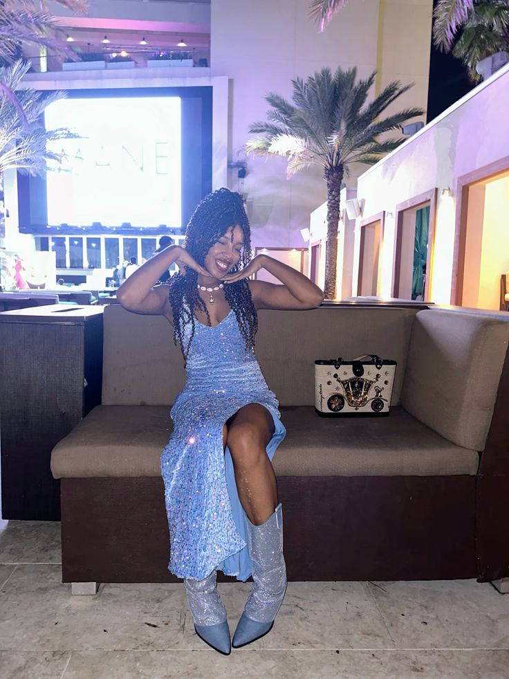 Shiny Blue V Neck Sleeveless Slit Sequined Long Prom Dress Evening Dress TP2720