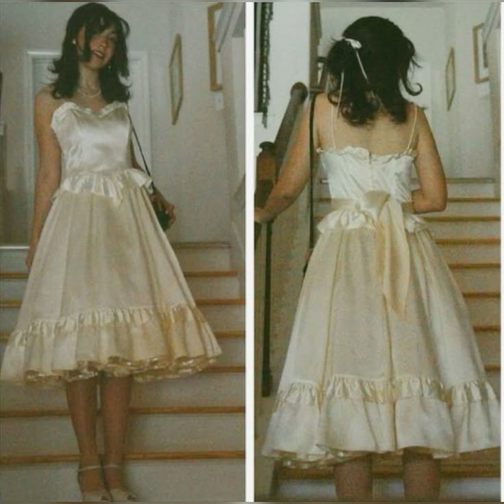 Vintage Ivory Strapless A-Line Satin Birthday Party Dress Homecoming Dress TP2723