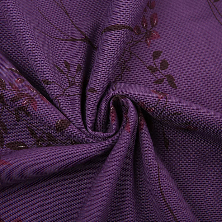 Vintage Purple Printed Strapless Ruffled Mesh Prom Dress Evening Dress TP2731