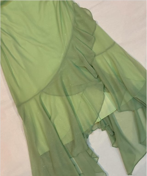 Simple Green Strapless Chiffon Ruffle Prom Dress Evening Dress TP2742