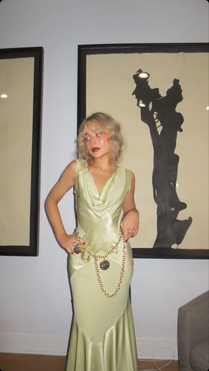 Beautiful Green Sleeveless Satin Mermaid Long Prom Dress Evening Dress No Waist Chain TP2743