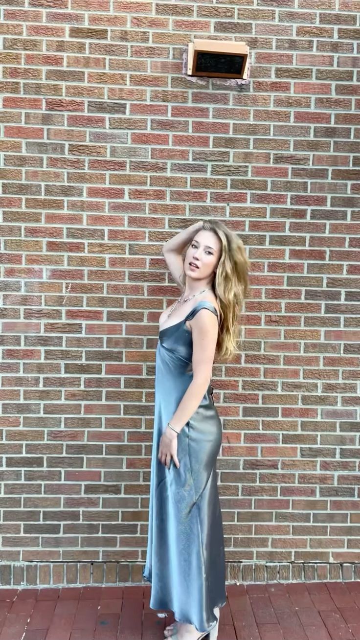 Elegant Silver-grey V-neck Sheath Satin Long Party Dress Evening Dress Prom Dress TP2751