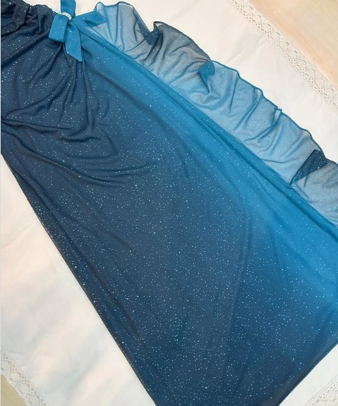 Vintage Gradient Blue One Shoulder Chiffon Shiny Mermaid Prom Dress Evening Dress TP2765