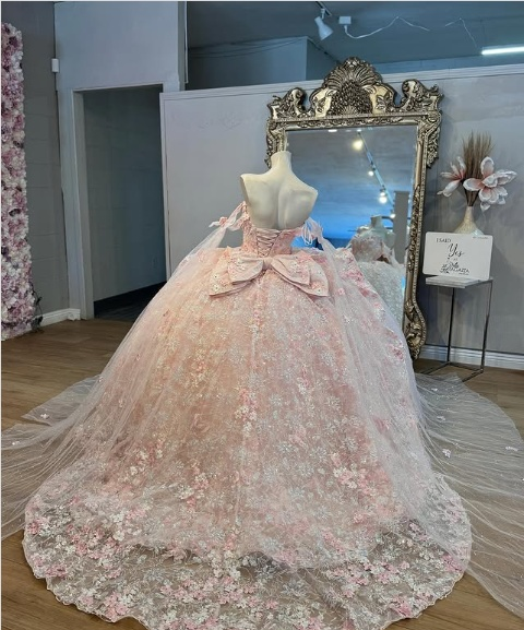 Sweet light pink princess dress sweetheart neckline bow tail A-line prom dress evening dress TP2767