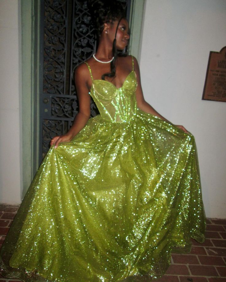 Shiny Green Strapless A-Line Long Prom Dress Evening Dress TP2784
