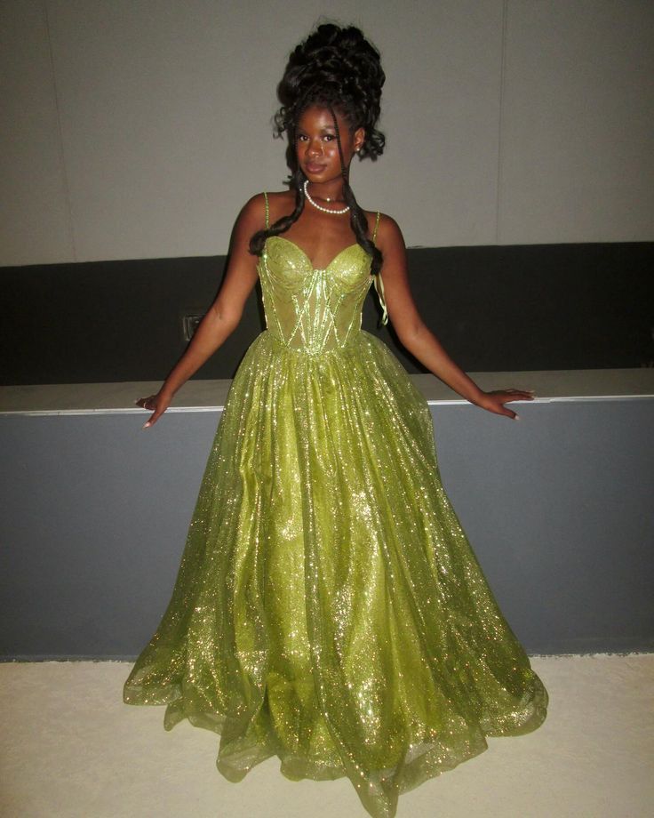 Shiny Green Strapless A-Line Long Prom Dress Evening Dress TP2784