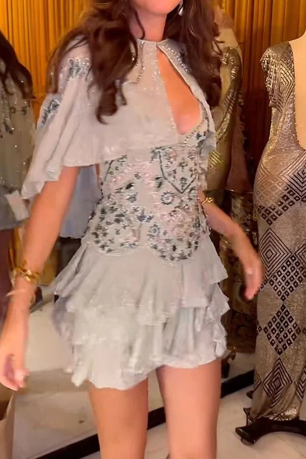 Vintage Embroidery Beaded Homecoming Dress A-Line Backless Party Dress Short Cocktail Dress TP4614