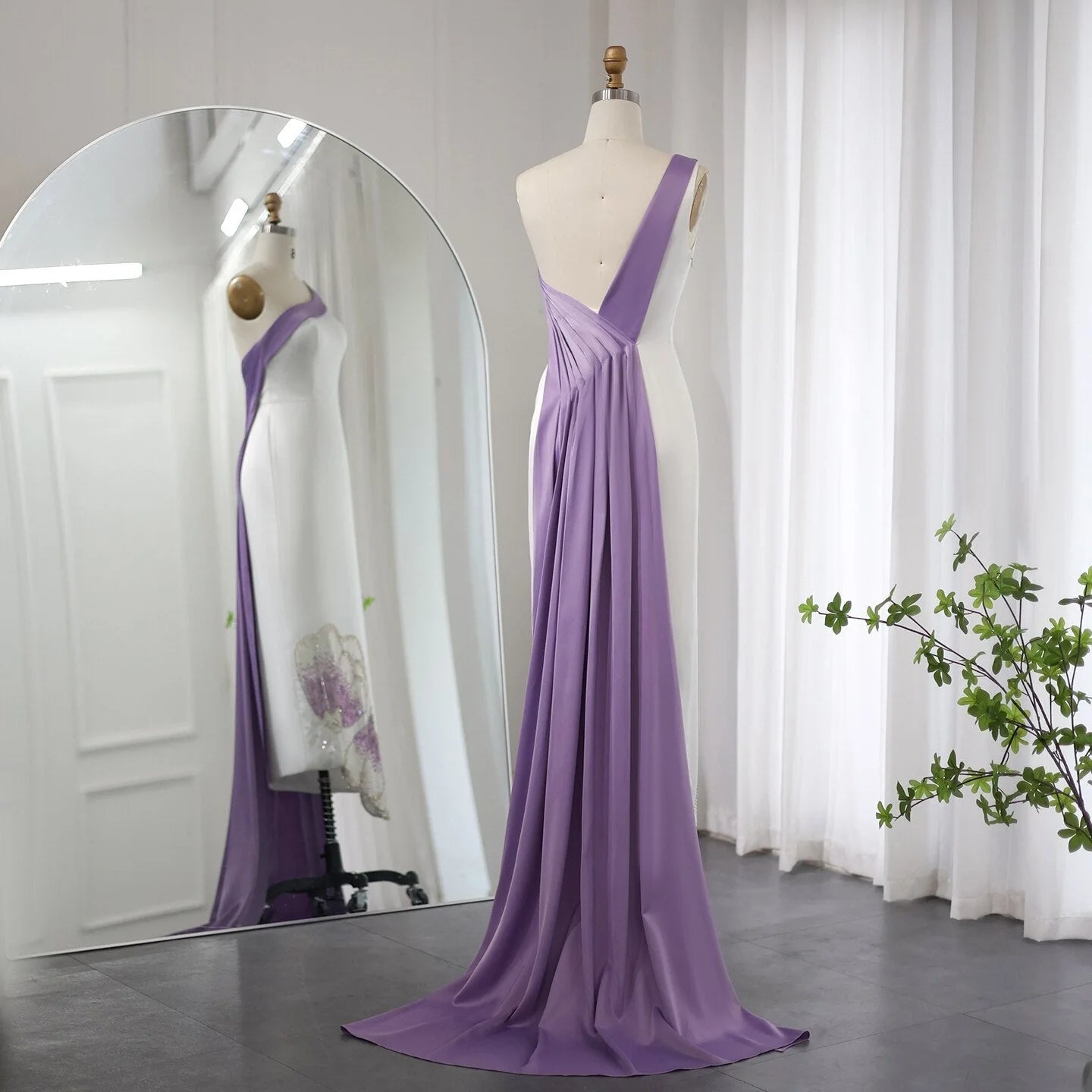 Vintage Butterfly Design Beaded One-shoulder Mermaid Long Prom Dress Evening Dress TP4567