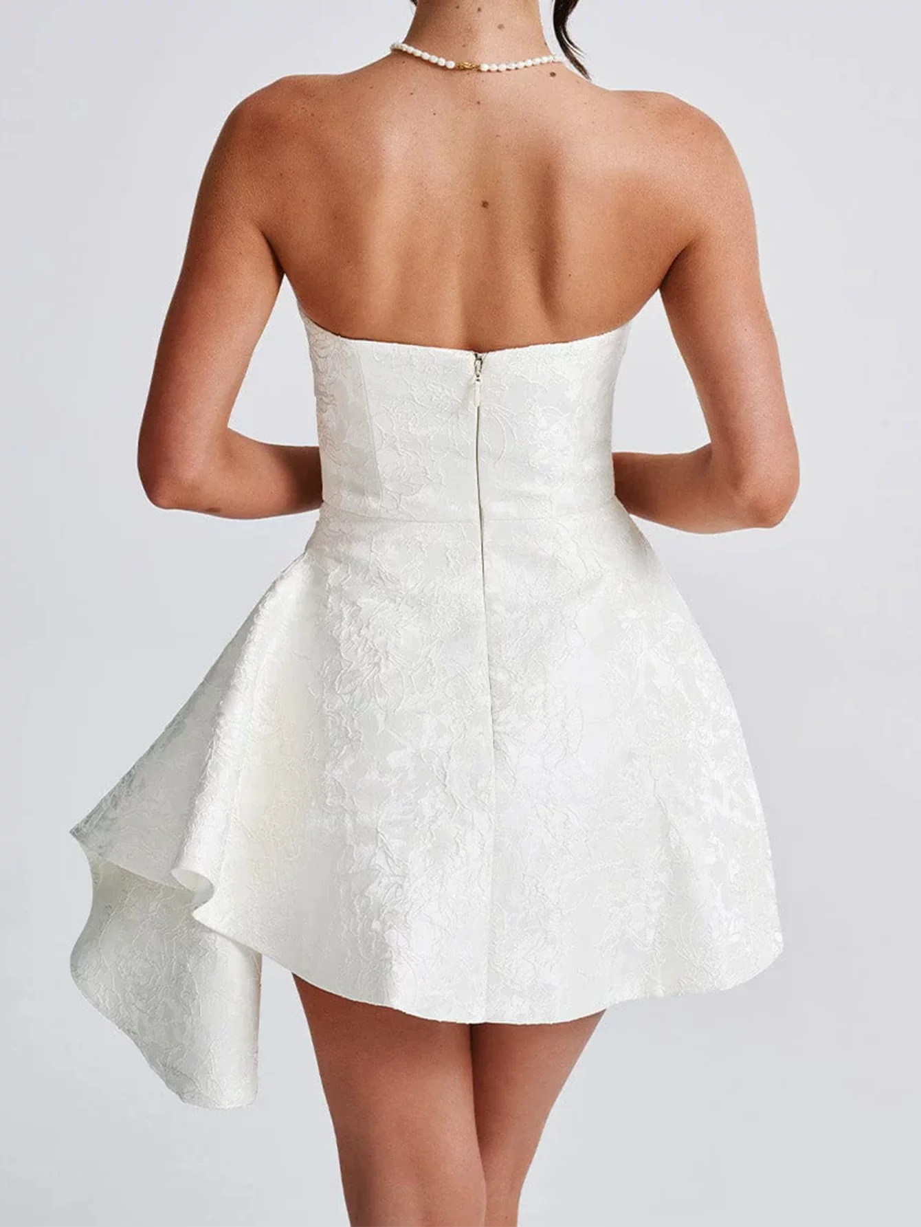 Cute Jacquard Strapless Homecoming Dress Short A-Line Party Gown TP5766