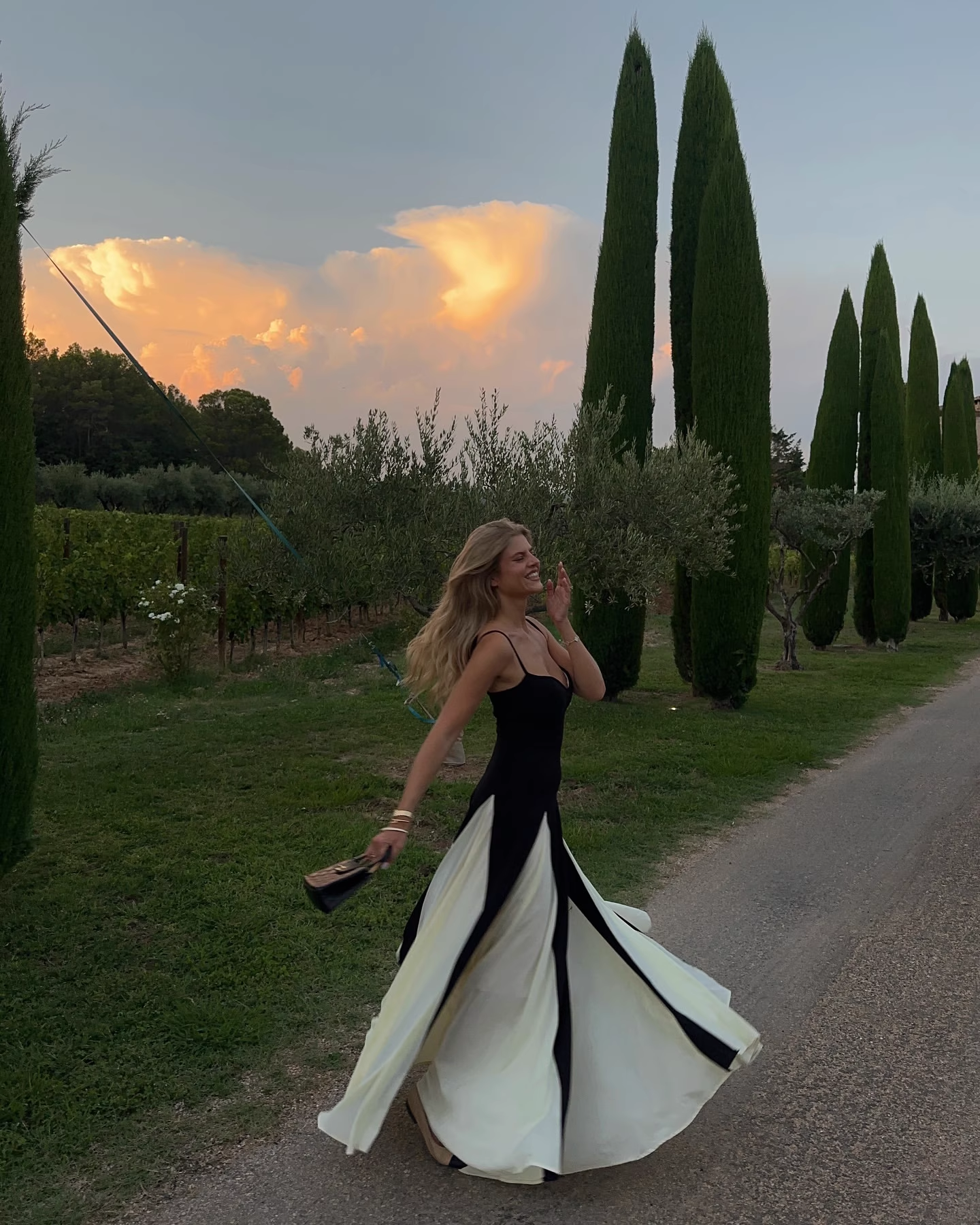 Vintage Black and White A-Line Prom Dress Spaghetti Strap Evening Dress Long Formal Dress TP4639