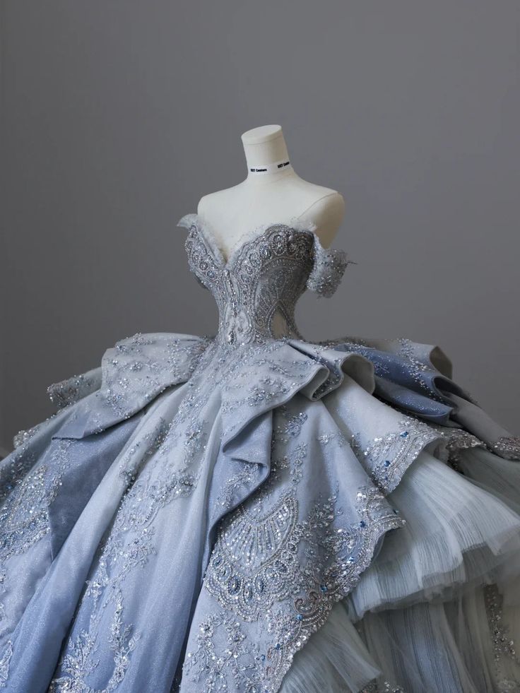 Vintage Sky Blue Sweetheart Sweet 16 Quinceanera A-Line Off-the-shoulder Evening Dress Long Ball Gown TP5017
