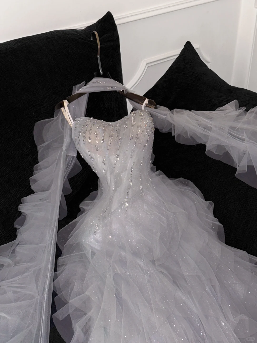 Fashion Sparkling White Beaded Sequin Mermaid Elegant Tulle Evening Dress Prom Dresses TP4158