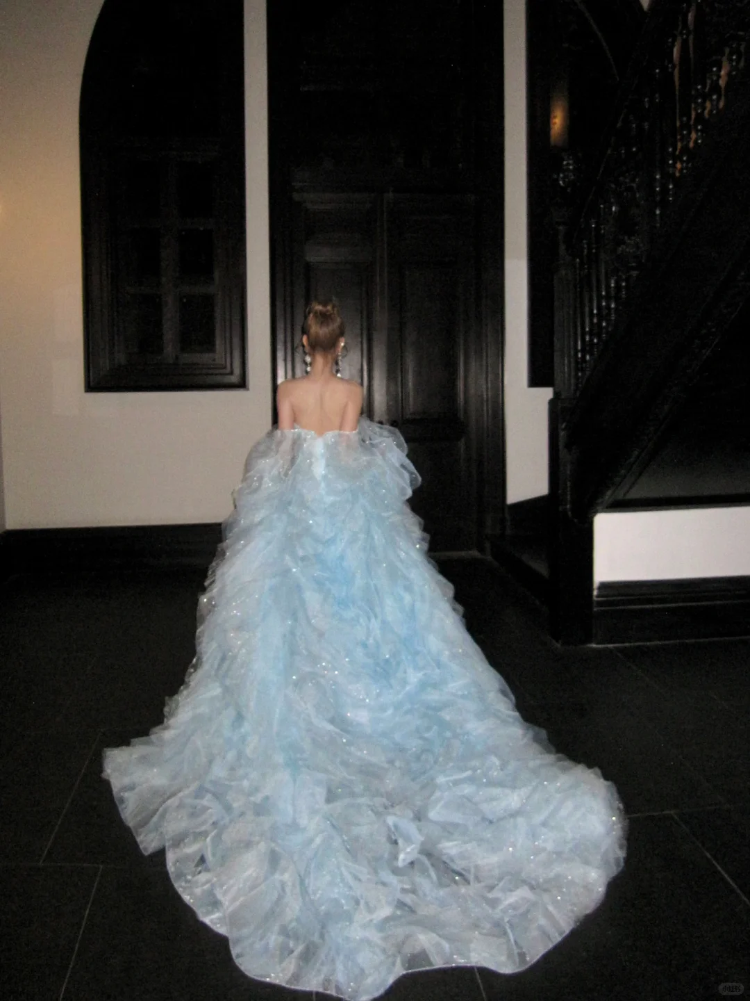 Gorgeous Shiny Light Blue Strapless Design A-Line Tulle Wedding Dress Prom Dress Evening Dress TP4235