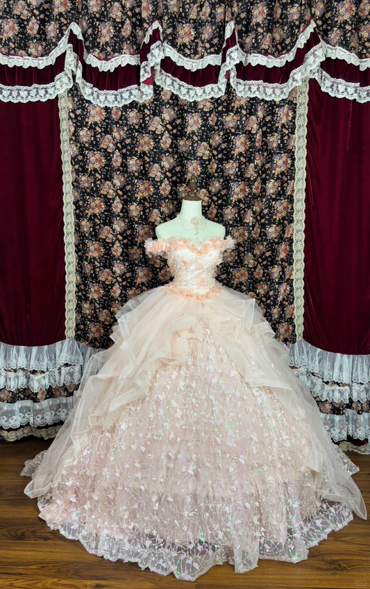 Elegant Sweetheart Beaded Off-the-shoulder Sweet 16 Quinceanera Strapless A-Line Floor-length Prom Dress Evening Dress Ball Gown TP4387