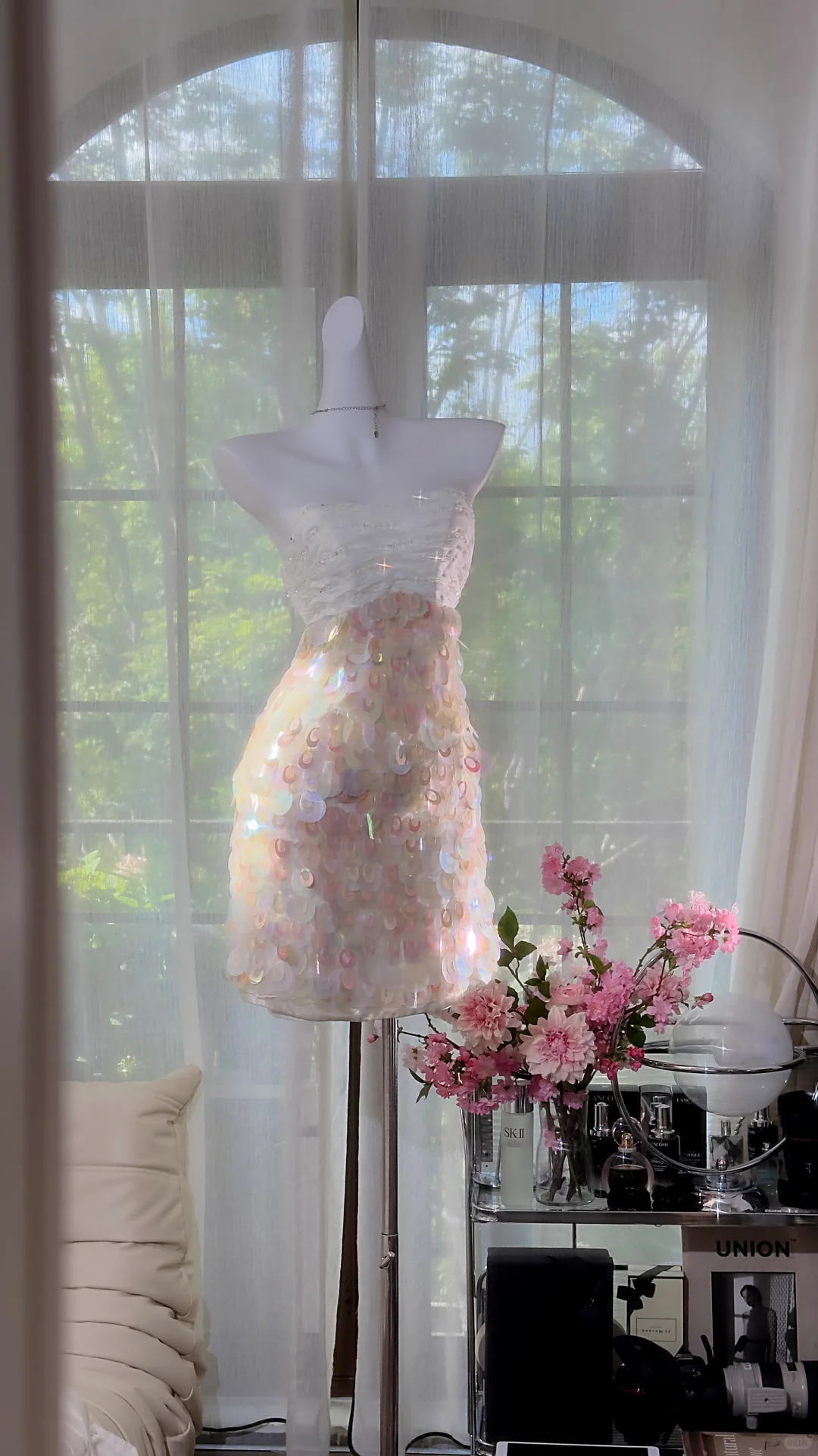 Gorgeous Princess Sequin Strapless Sheath Elegant Chiffon Homecoming Dress Evening Dress Prom Dresses TP4143