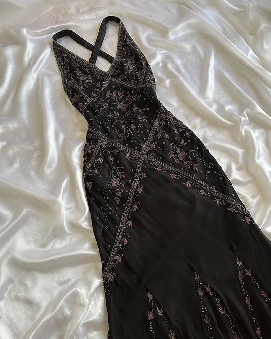 Enchanting V-neck Shiny Beaded Prom Dress Sheath Embroidery Evening Dress Long Formal Dress TP4695
