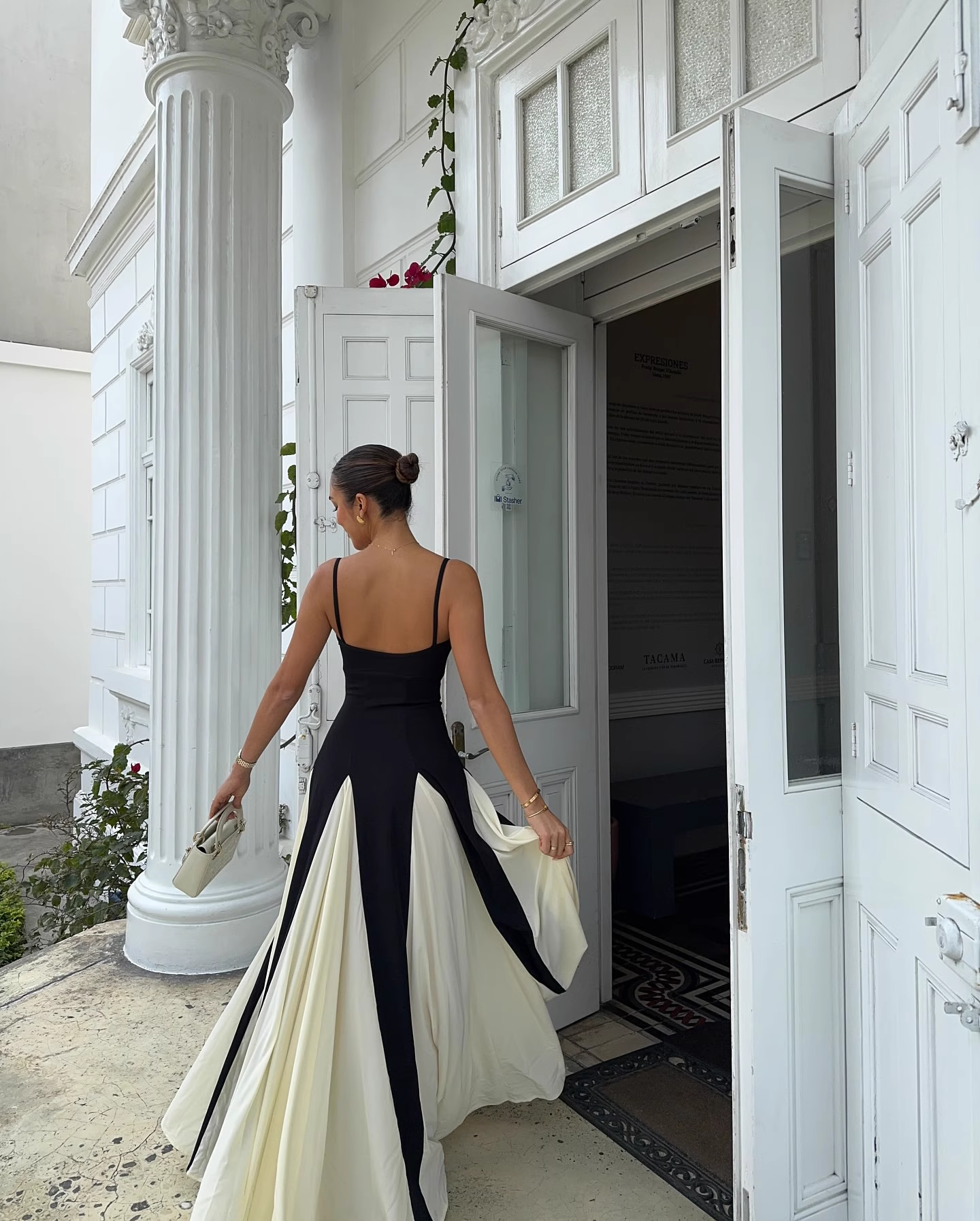 Vintage Black and White A-Line Prom Dress Spaghetti Strap Evening Dress Long Formal Dress TP4639