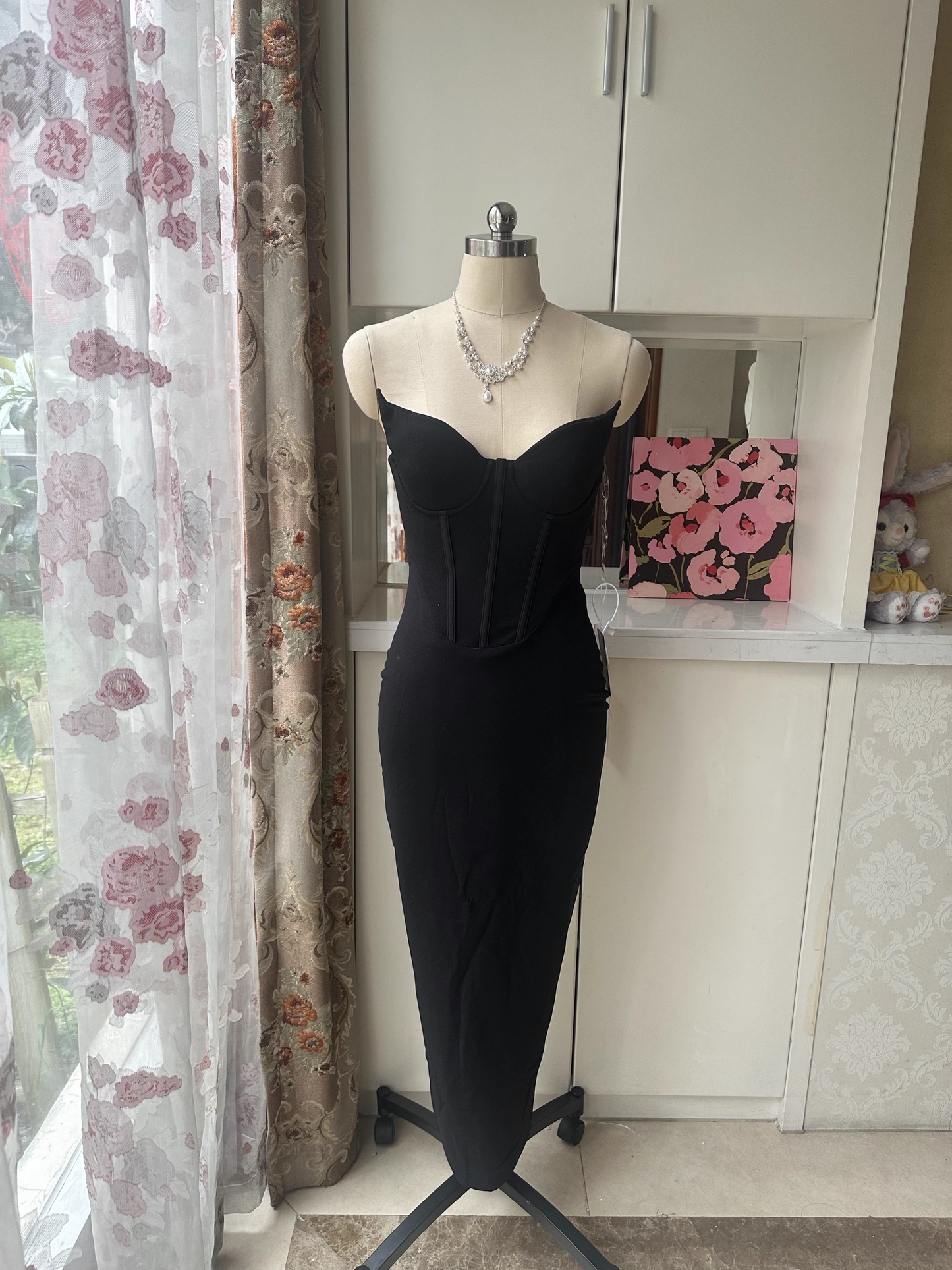 Chic Sheath Evening Gown Strapless Party Dress Ankle Length Formal Dress TP4926