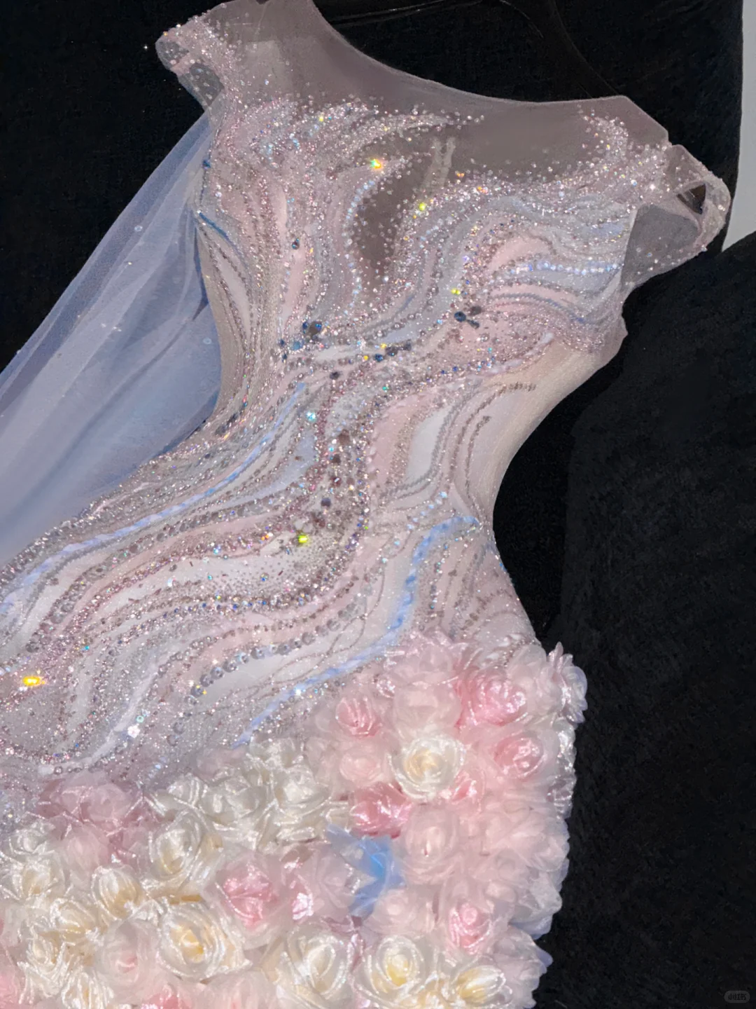 Gorgeous Sparkling Beaded Sequin Mermaid 3D Flowers Design Tulle Evening Dress Prom Dresses TP4159