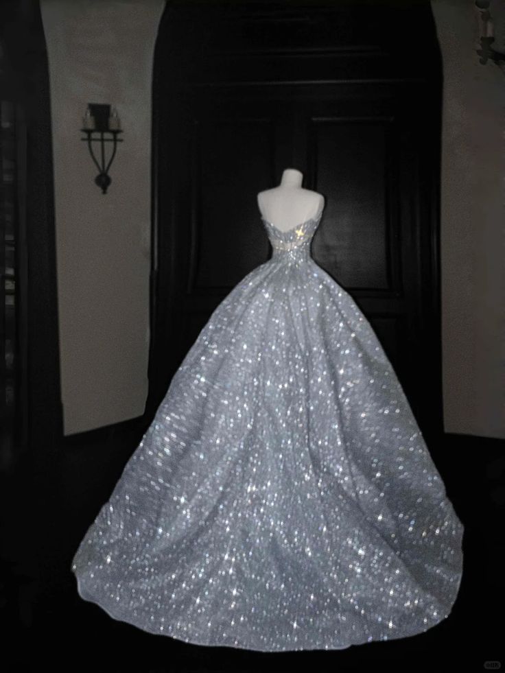 Glamorous Light Blue Sparkle Sequin Strapless A-Line Quinceañera Ball Gown TP5179