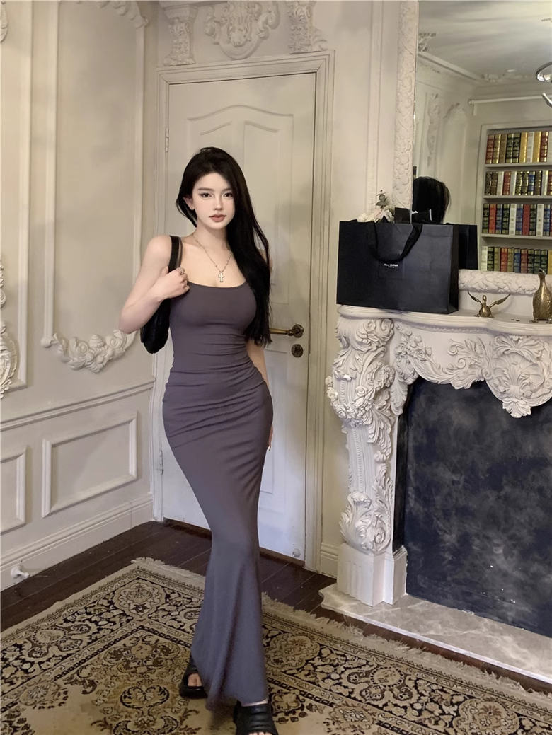 Simple Fashion Mermaid Design A-line Spaghetti Strap Dress TP3423